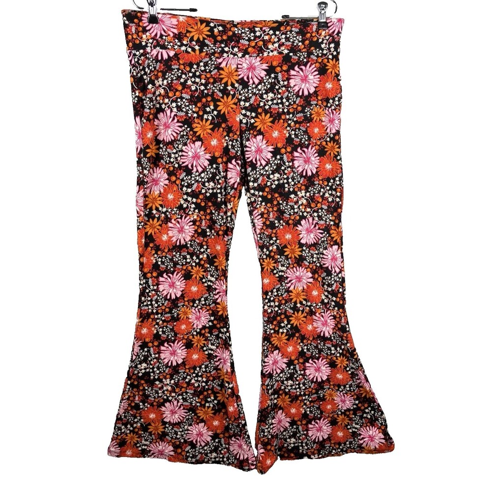 Spirit Halloween Stretch Pants Size XL Flower Power Hippie Groovy Bell Bottoms